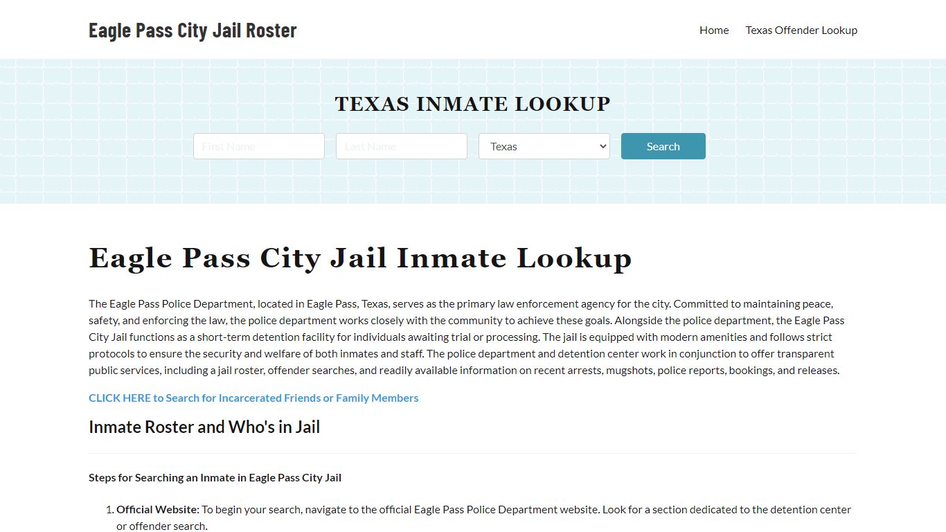 Eagle Pass Police Department & City Jail, TX Inmate Roster, Arrests ...