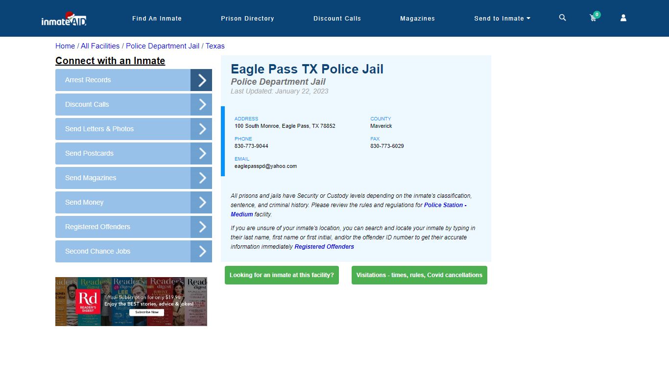 Eagle Pass TX Police Jail & Inmate Search - Eagle Pass, TX